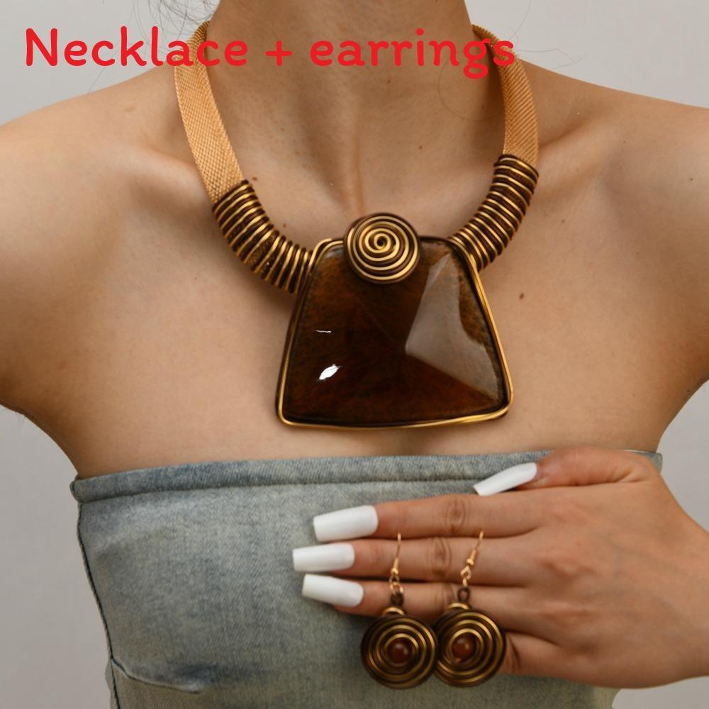 And Resin Plastic Jewelry Set With Large Gemstones And Elegant Water Chain For Fashion Fans