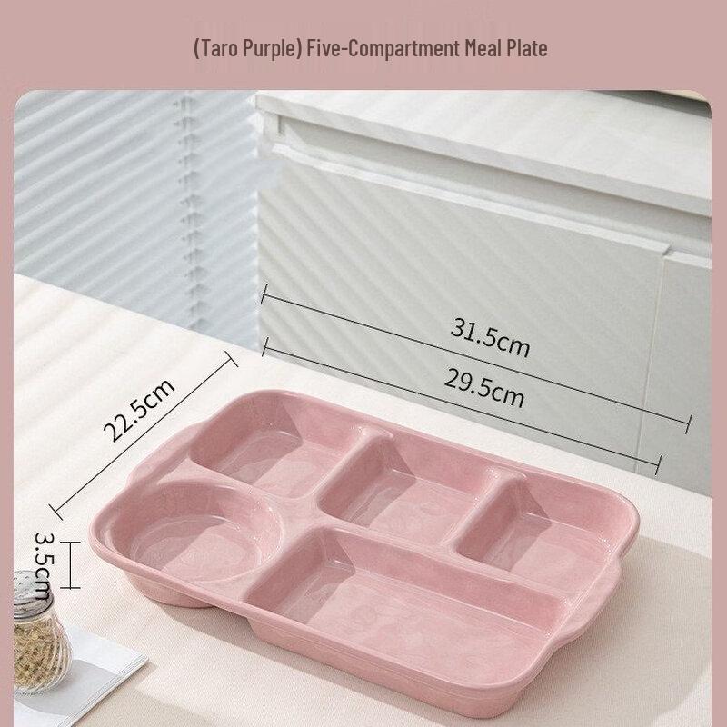 Ceramic 5-Compartment Divided Breakfast Plate