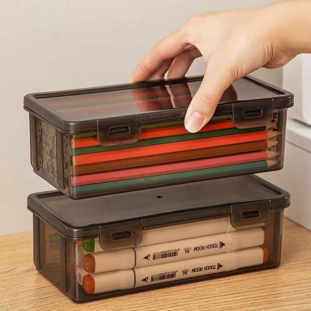 Transparent Black Pencil Case Multi-functional Stationery Organizer Simple Stationery Case  Gift