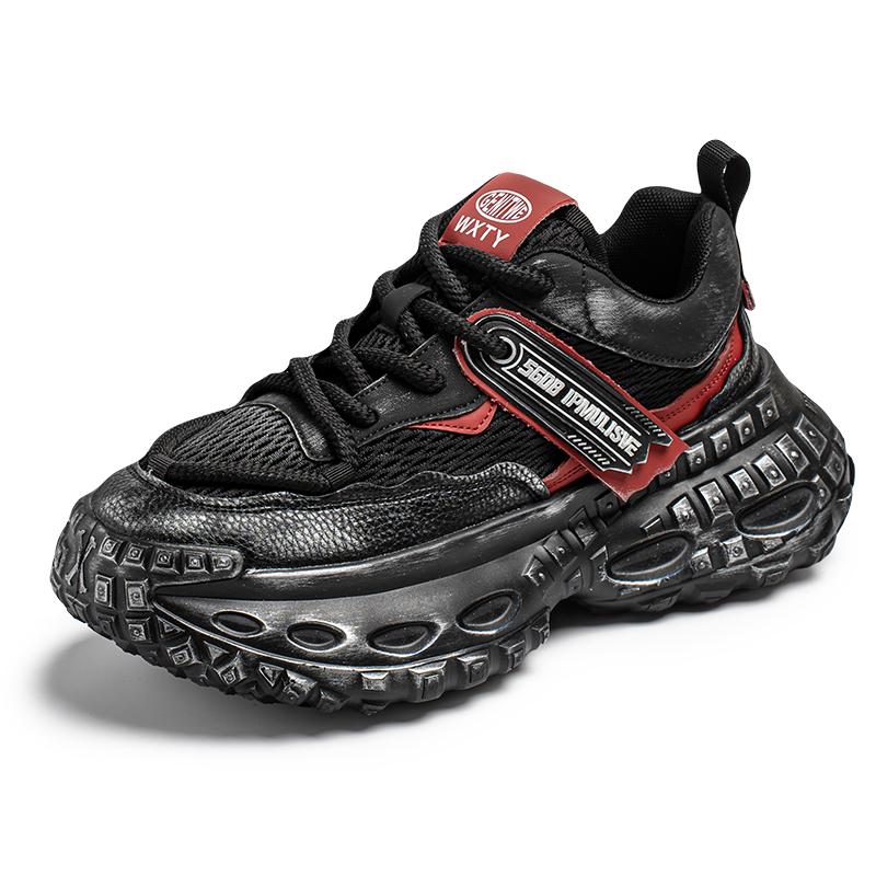 Chunky Sneakers Mens Designer Tire Sole Sport Shoes Fashion Casual Leather Fabric Breathable Height Increased Platform Gym Shoes
