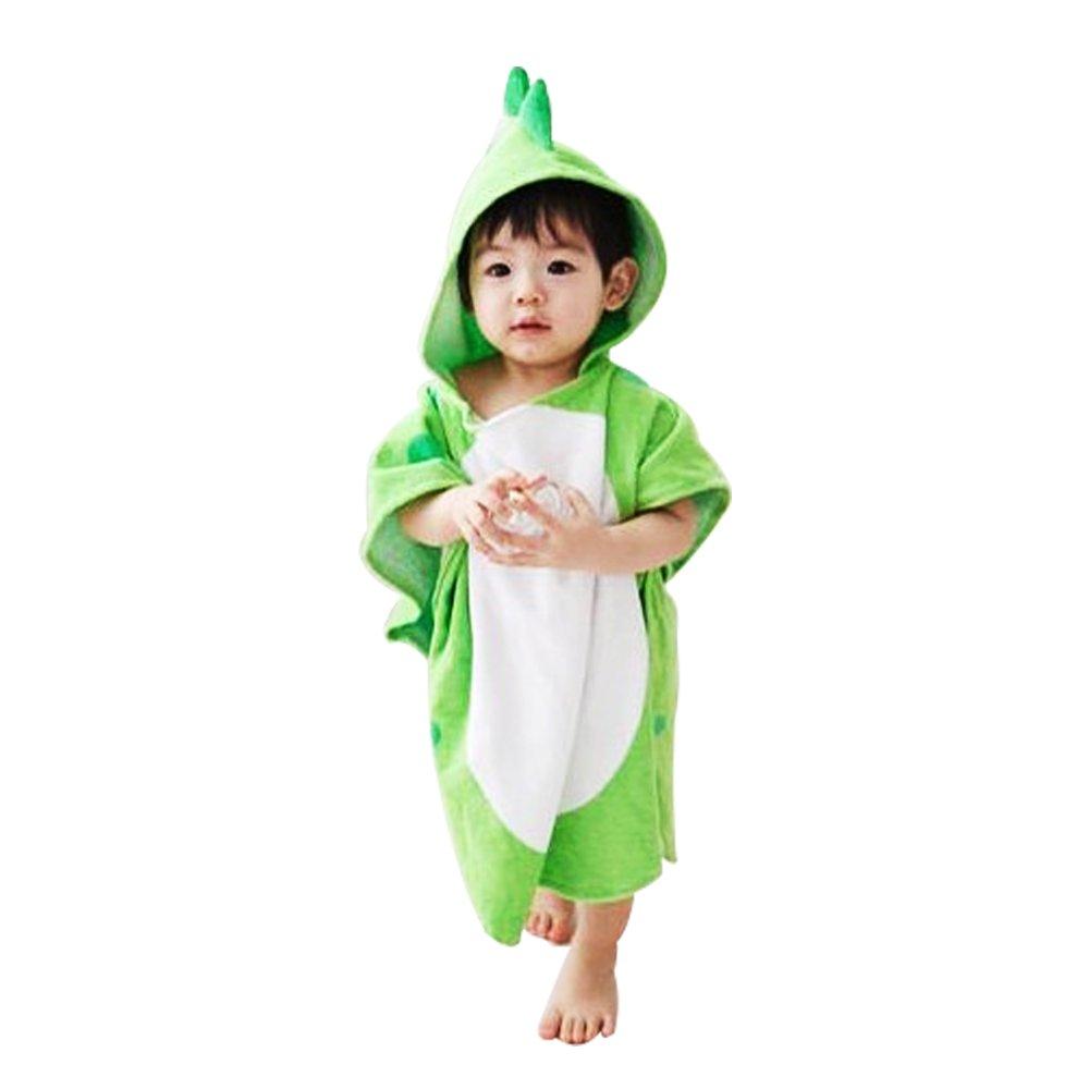Baby Towel, Dinosaur Hooded Towel, Bath Towel, Kids Bathrobe (Green)