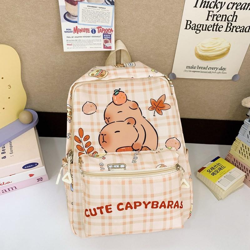 Kindergarten School Bag Cute Kapibara Print Boys And Girls Backpack Children'S Backpack