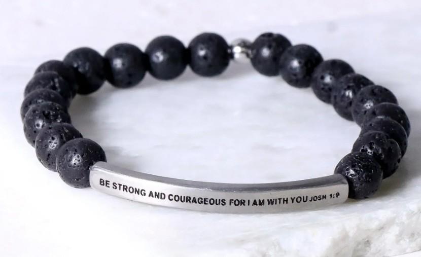 

6Mm steel ball obsidian powder chalcedony stainless steel elbow lettering aquamarine bracelet