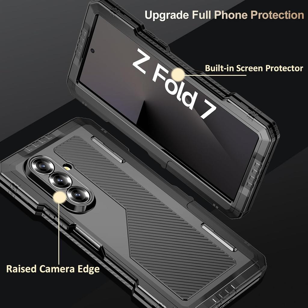 for Samsung Z Fold 7 6 5 4 Case With S Pen Holder Metal Bumper Premium Heavy Duty Shockproof Screen Film Hinge Protection Cover