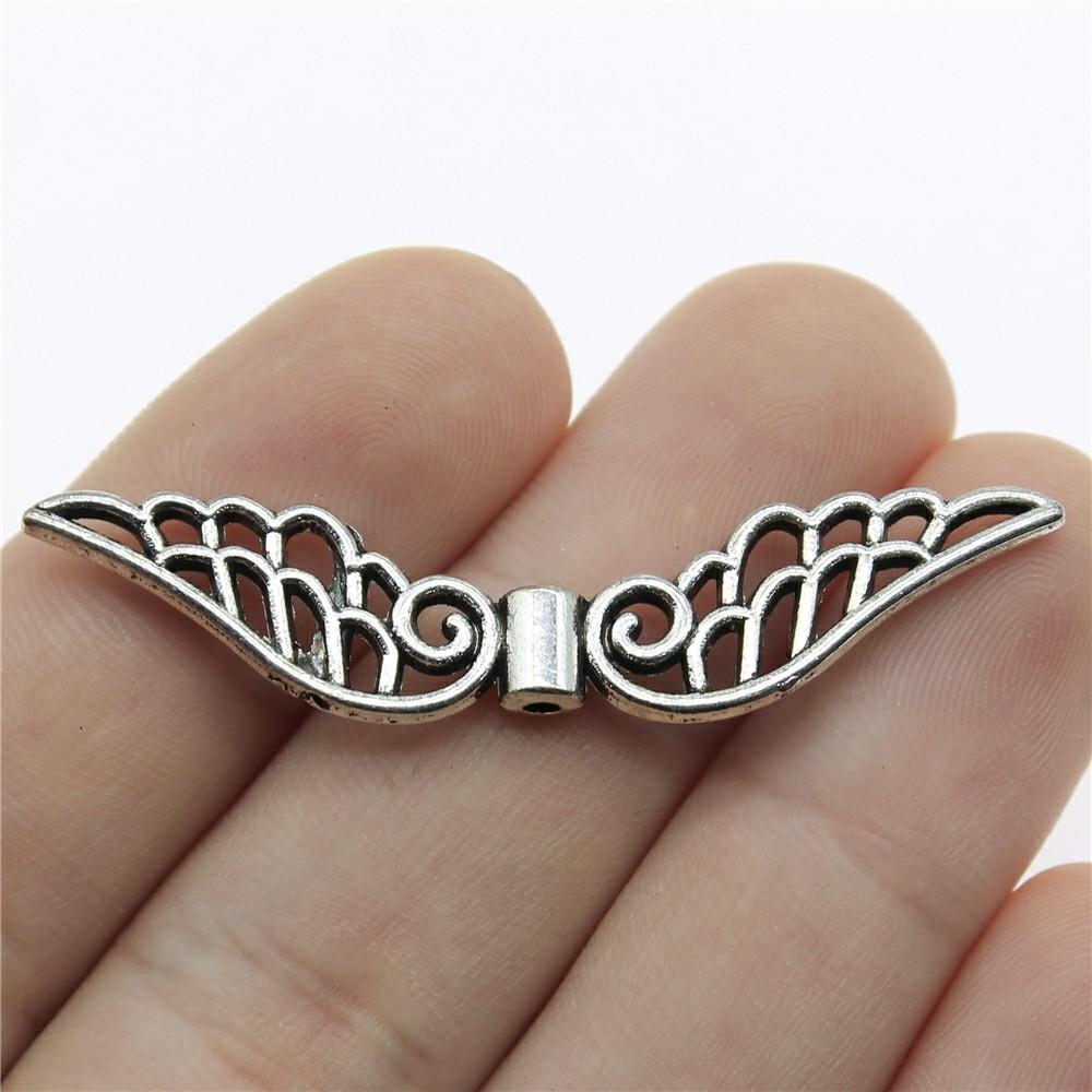 20pcs Angel Wing Small Hole Beads For Jewelry Making Antique Silver Color DIY Crafts Making Findings Handmade Jewelry Findings