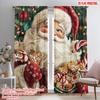 2pcs,2D Plane Printing Popular Curtains Vibrant Santa Claus Durable Polyester (without Rod) Versatile All Ldeal for Living Room,
