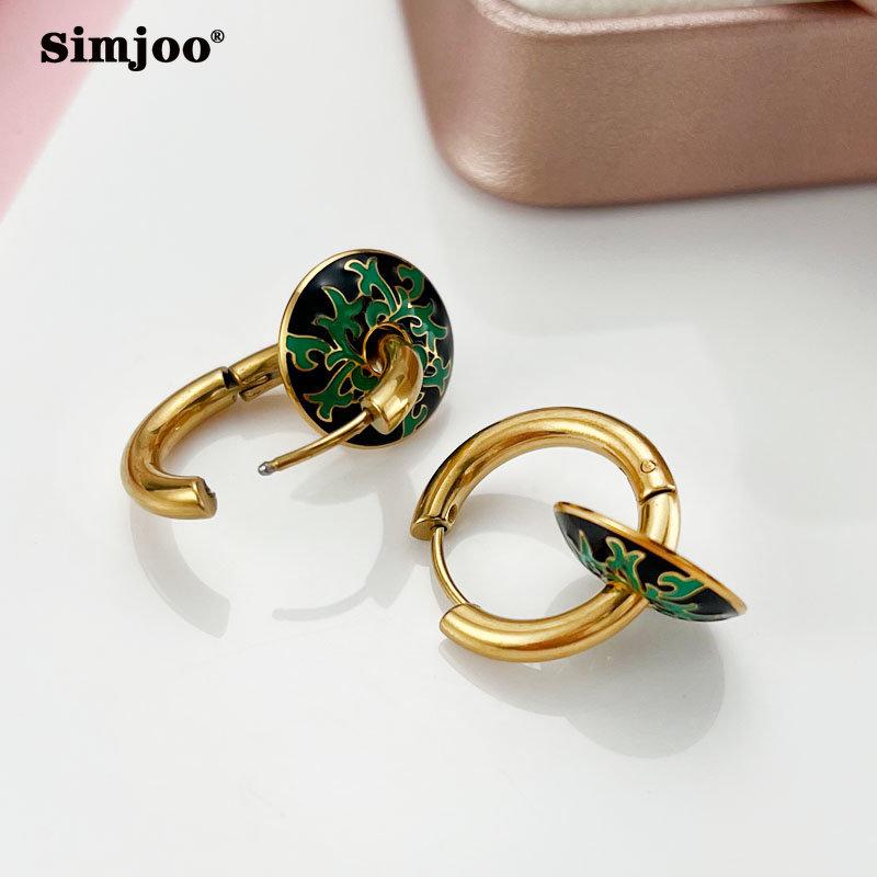 SIMJOO Drop Glaze Circle Bohemian Style Light Luxury Retro Niche Design Earrings Fashion Temperament Earrings Female