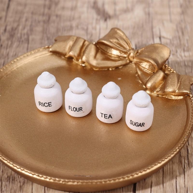 4 Part Tiny Oaken Seasoning Jar Set For Toy Furniture Realistic Kitchen Deck Hand Smoothed Safe Edges Imaginative Acting