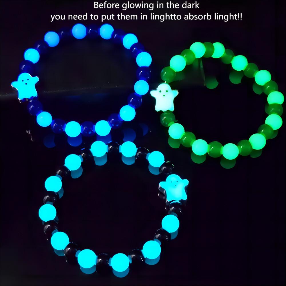 Halloween Ghost Lightup Glass Beaded Bracelet For Festival Celebrations