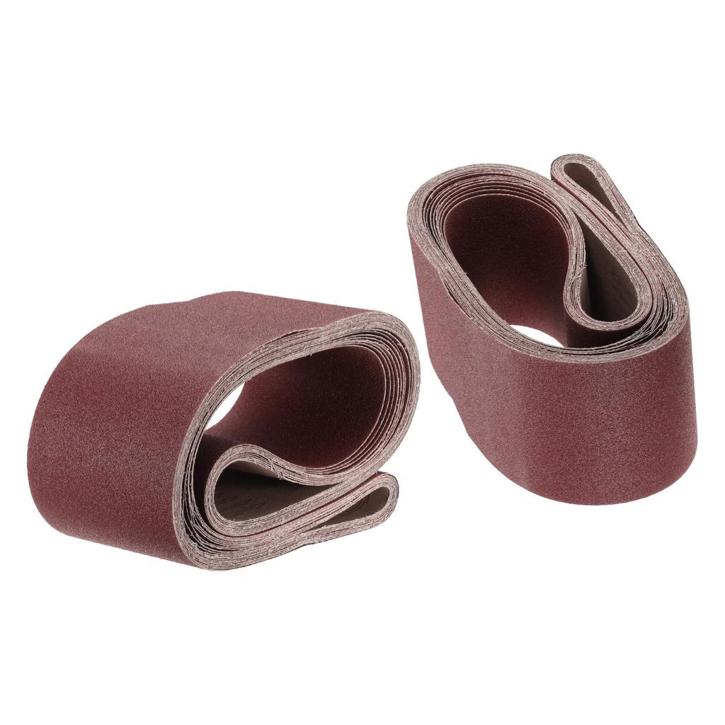 uxcell 10pcs x Sanding Belt 80 Abrasive Paper Aluminum Oxide Abrasive Belt Sander Paper Metal Wood Polishing Red Brown 6" 89"