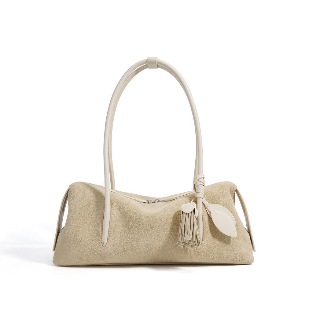 2026 New Women Suede Shoulder Bag, Minimalist Vintage Hobo Underarm Purse, Genuine Leather Casual Commuter Office Crossbody Bag