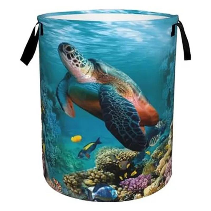 Decorative Fabric Laundry Basket with Carry Handles, Folding Polyester Hamper for Closet Blanket and Towel Storage
