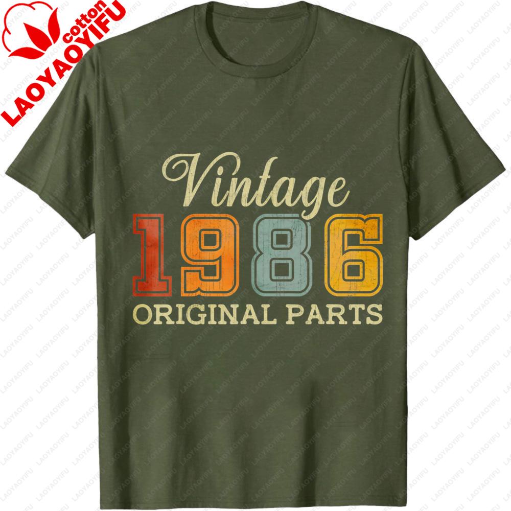 Vintage 1986 Original Parts Summer Unisex TShirt Retro Classic Style Shirt 80s Gift Clothing Fortieth Birthday Costume Father Tops