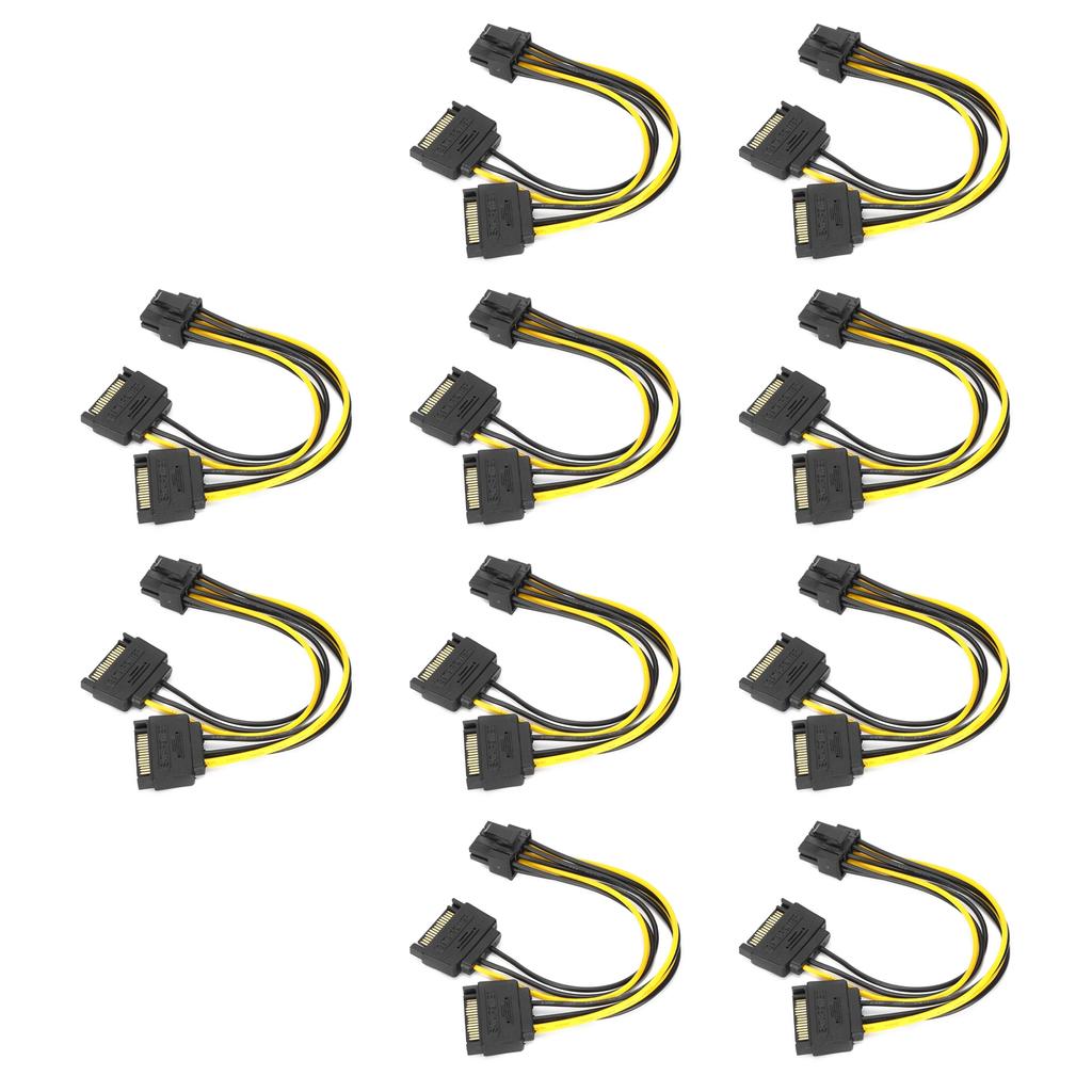 10pcs Sata Cable Dual 15pin To Graphics Card 6+2pin Graphics Card 8pin Power Extension Cable for Laptop Desktop