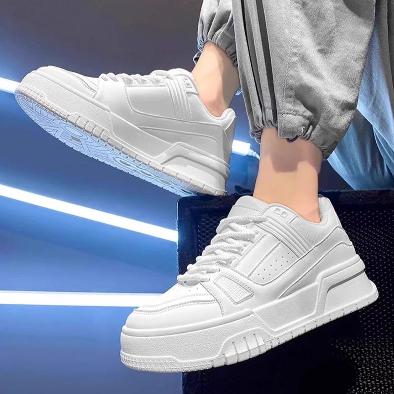 

Мужские белые парусиновые кроссовки 2025 года - на толстой подошве, универсальные, в повседневном корейском стиле Size 39 белый