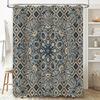 Vintage Blue Floral Shower Curtain Waterproof Home Decoration Bath Tub Decorations Bathroom Accessory Size 72X84 Inches