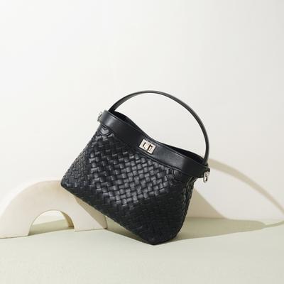 Year Commuter Texture Woven Portable Messenger Bag Cowhide Women's Bag Fashion Trend Bucket Bag Shoulder Bag