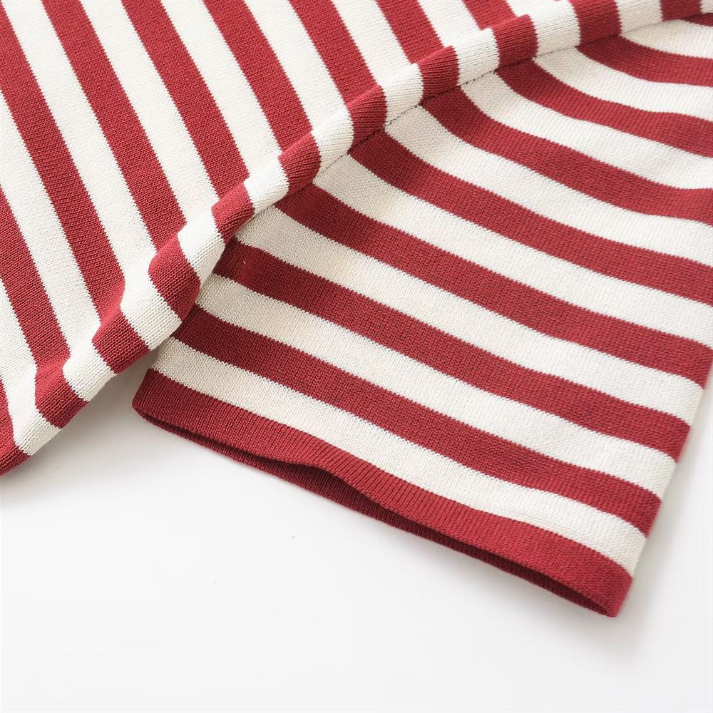 Women's Striped Slim Fit Round Neck Short Sleeve Knit Top - Spring/Summer 2025 Collection