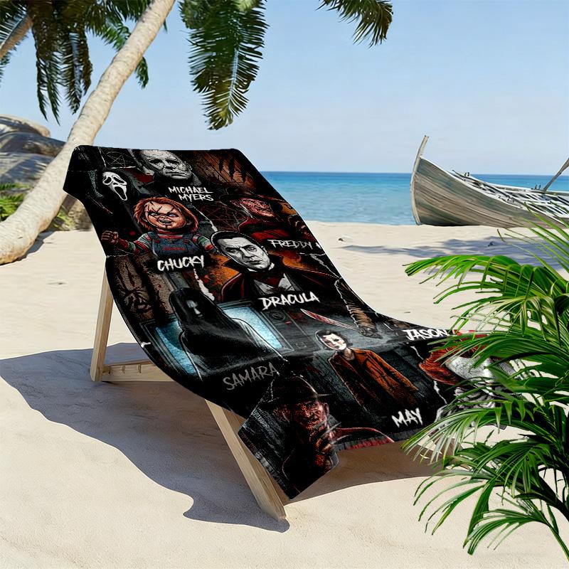Horror Movie Series Print Beach Towel, Large Soft Quick Dry Towel for Beach Camping Swimming