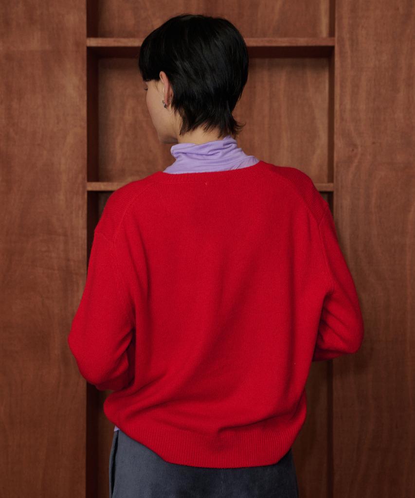 MELLY&ROSE Meli Pure Wool V-Neck Pullover (319230)_Red