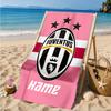 Custom Name Beach Towel Juventus Team Crest Microfiber Beach Towel, Lightweight for Summer Travel, Swimming Pool Fan Birthday Gift