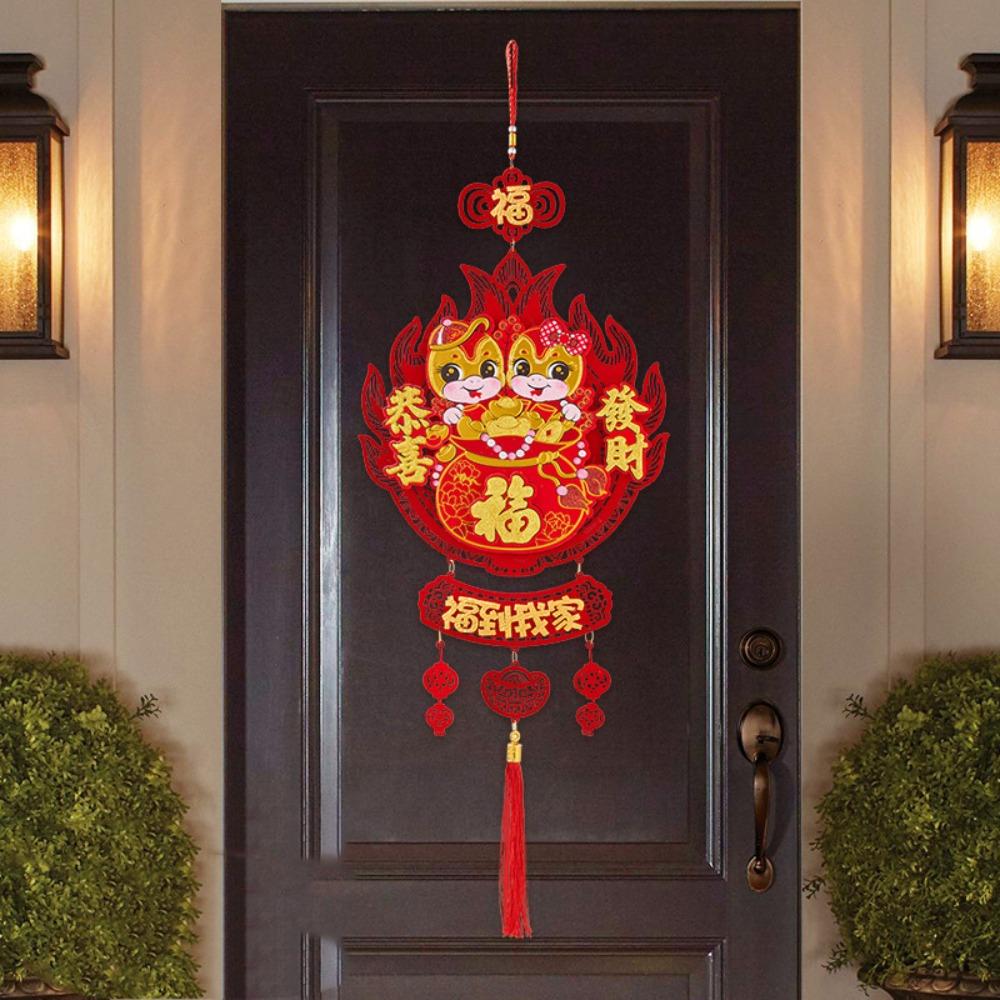 Traditional Fortune Pendant Reusable Red Lantern String Blessing New Year Ornaments  Atmosphere