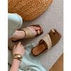 Sheepskin French Holiday Style Straw Weaving Beautiful with Skirt Bohemian Clip Toes Soft Bottom Cool Slippers Women's Summer Wear