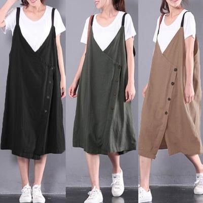 khaki dungaree dress