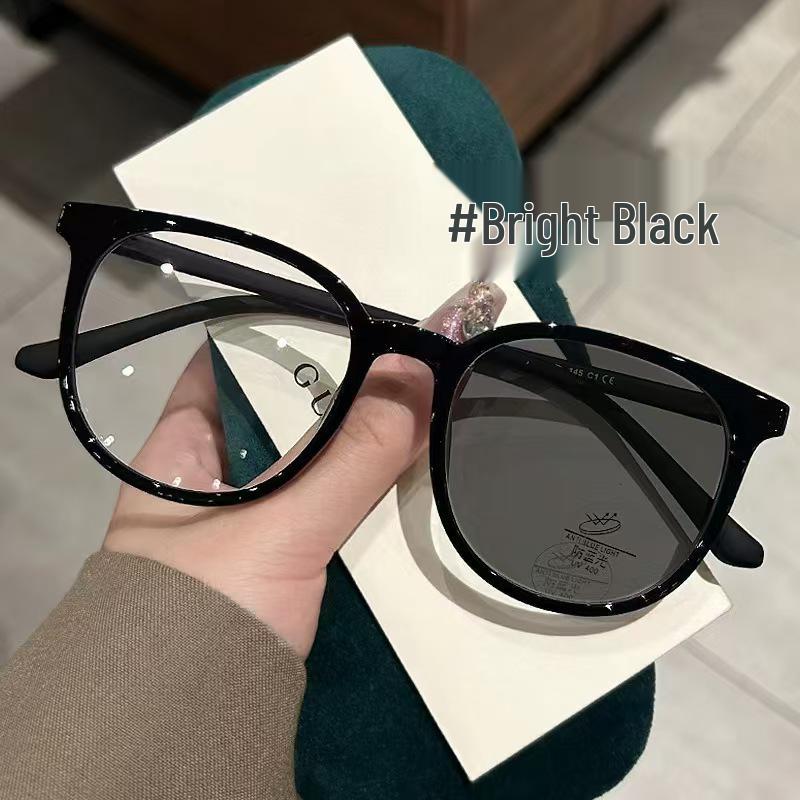 Xiaohongshu Influencer Style Unisex Student Prescription Glasses, Chestnut Brown Large Frame, No Makeup Look