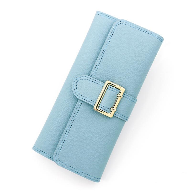 Ladies Pu Leather Slim Wallet With Three Fold Design For Daily Use