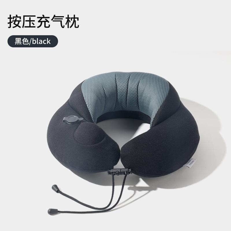 Inflatable pillow Press type inflatable u-shaped pillow pp cotton inflatable two-in-one portable travel pillow 20*16*8
