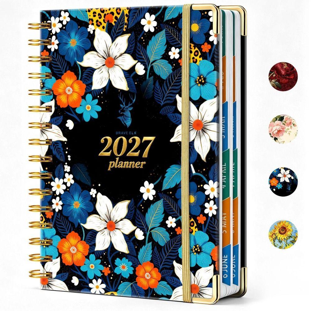 Lay Flat 180° Coil Diary Book Metal Corner Protector Spiral Notebook For Goal Tracking