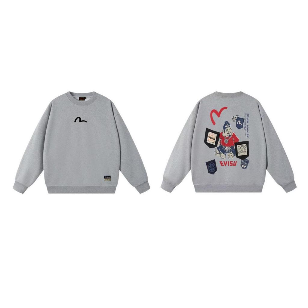 EVISU Fukujin 2025 Herbst-Hoodie: Herren Rundhals-Sweatshirt & Damen-T-Shirt mit neuem Druckmuster