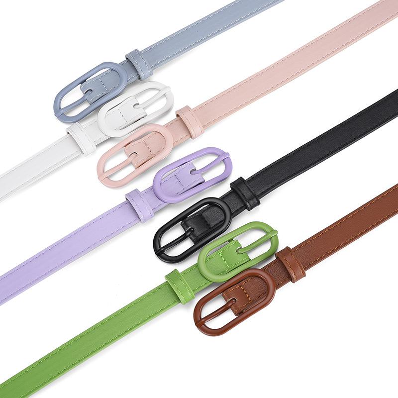 Oval Pin Buckle Macaron Color Scheme Belt Women'S High-End Decorative Belt