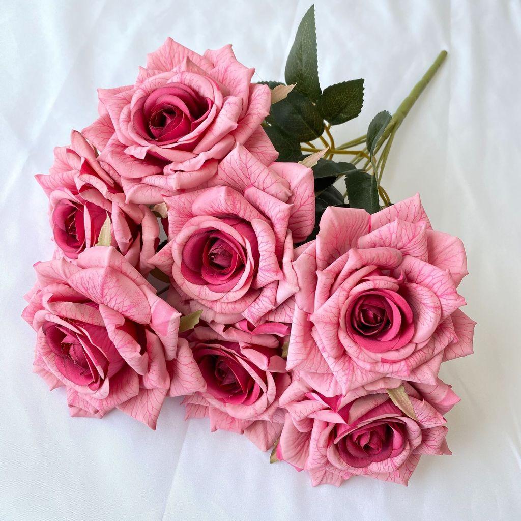 Rose Wedding Decor Artificial Silk Flowers With 7head Design For Bridal Ceremony And Photography
