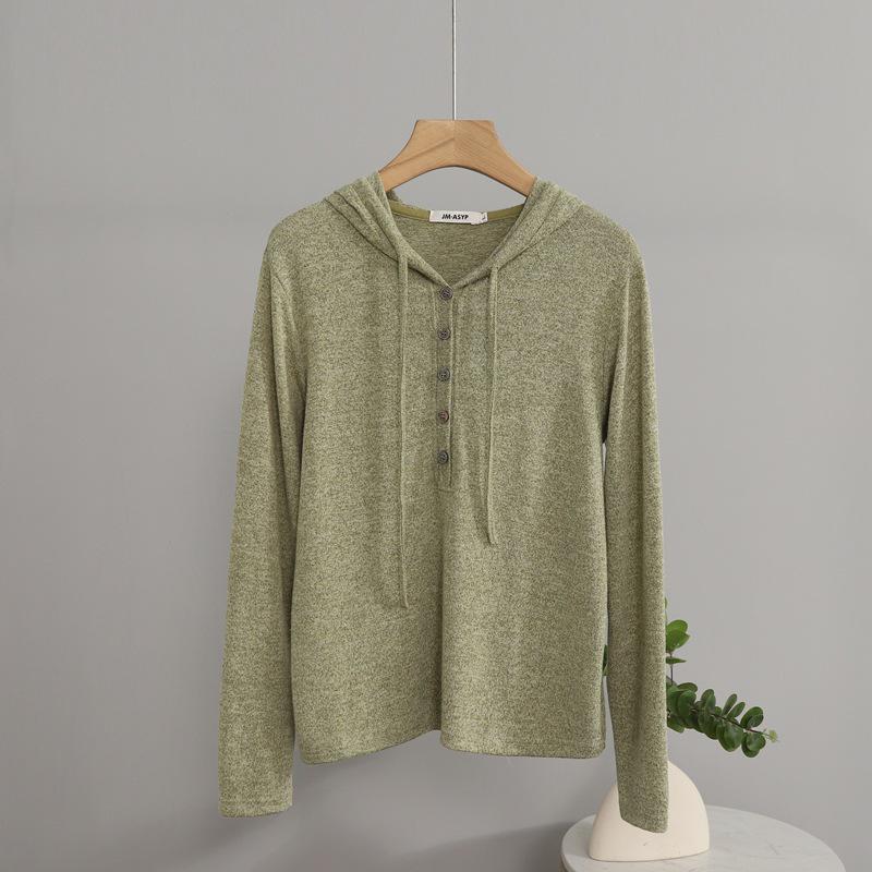 Women's Slimming High Elasticity Knitted Hoodie - Autumn/Winter Style, Warm Long Sleeve Casual Top