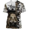 Wild Boar Hunting Themed Jungle Scenery 3D Print Short Sleeve T-Shirt Casual Outdoor Top