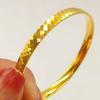 Pure Gold Color 8 Mm Sparkling Round Circle Cuff Bangle Bracelets for Women 60/62 MM High Quality Luxury Jewelry Party Gifts