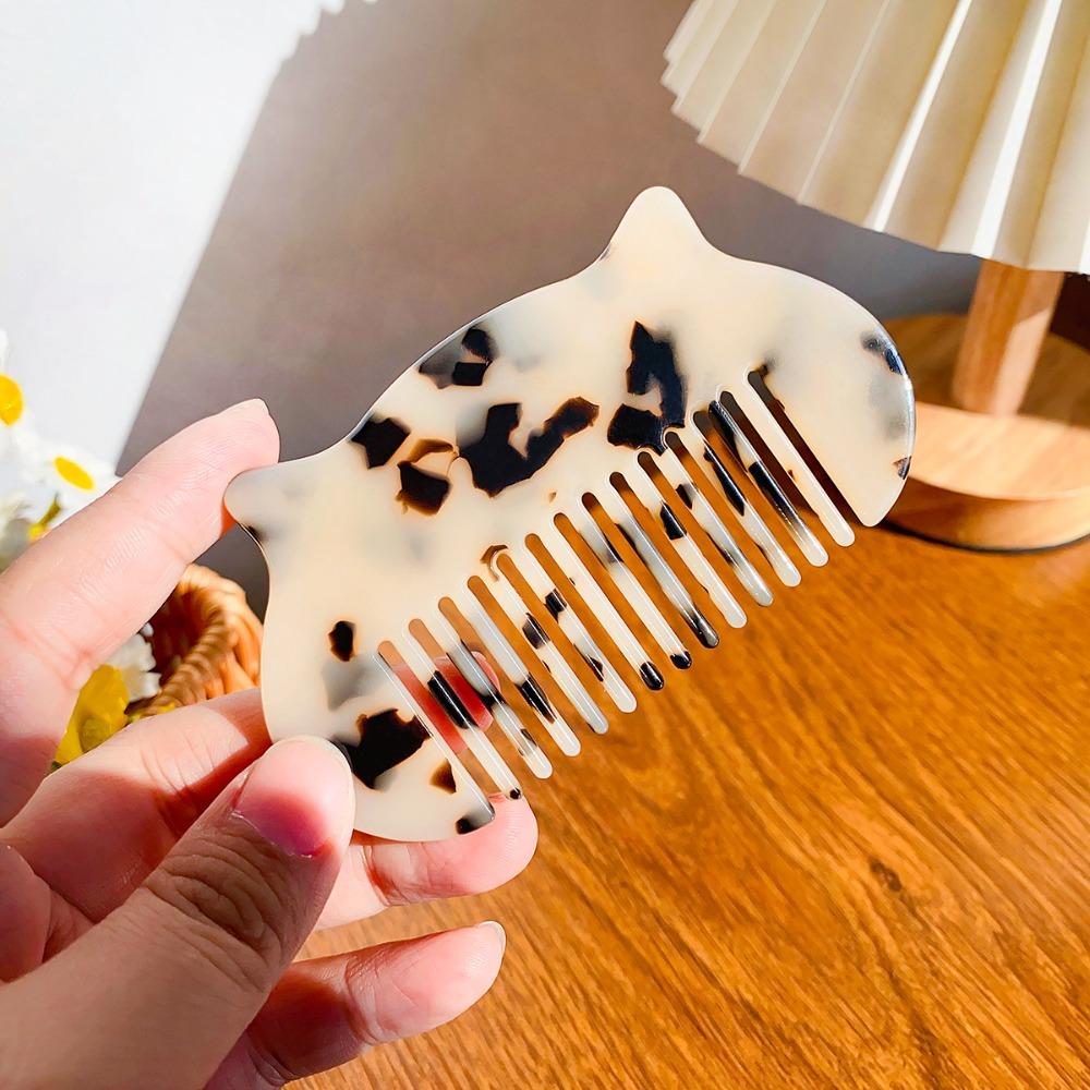 Cat Ear Shaped Acetate Comb Wide Toothed Colorful Makeup Comb Hair Accessories Hair Styling Tool Hairdressing Comb Student