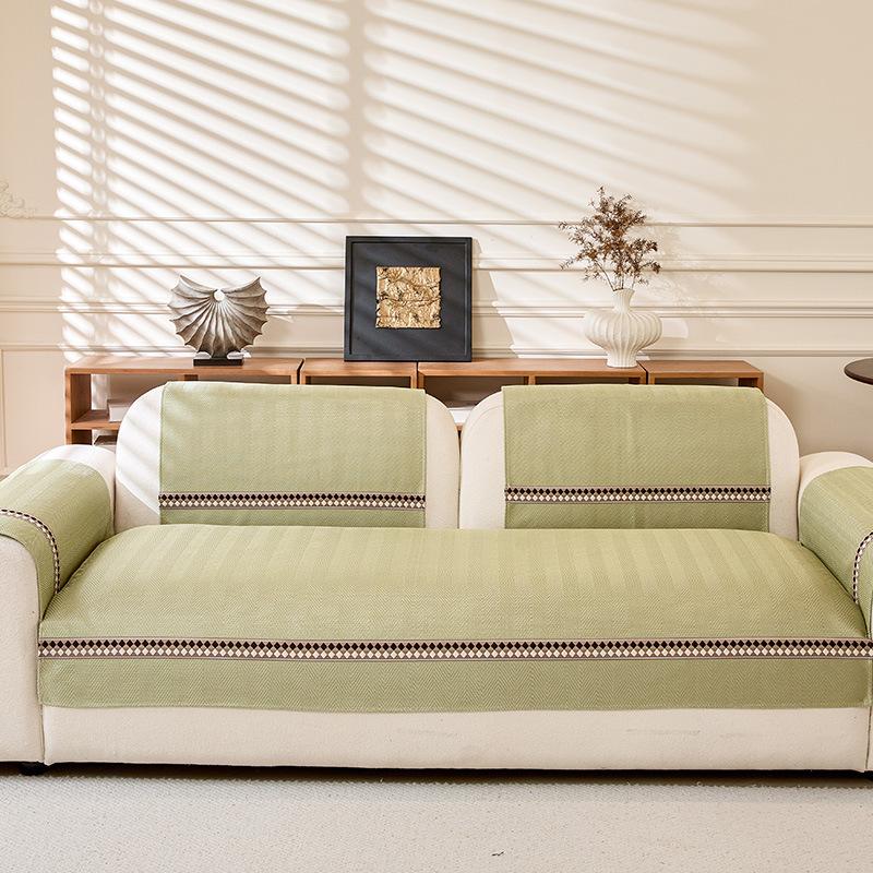 Summer New Cool Sofa Cushion Light Luxury High-End Straight Row One-Piece Combination Seat Cushion Cover Cloth Towel