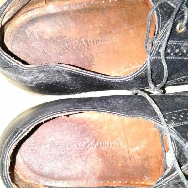 JOHNSTON & MURPHY/Goodyear Welt Semi Brogue Straight Tip Dress Shoes/8D/25.5/Black/(USED)