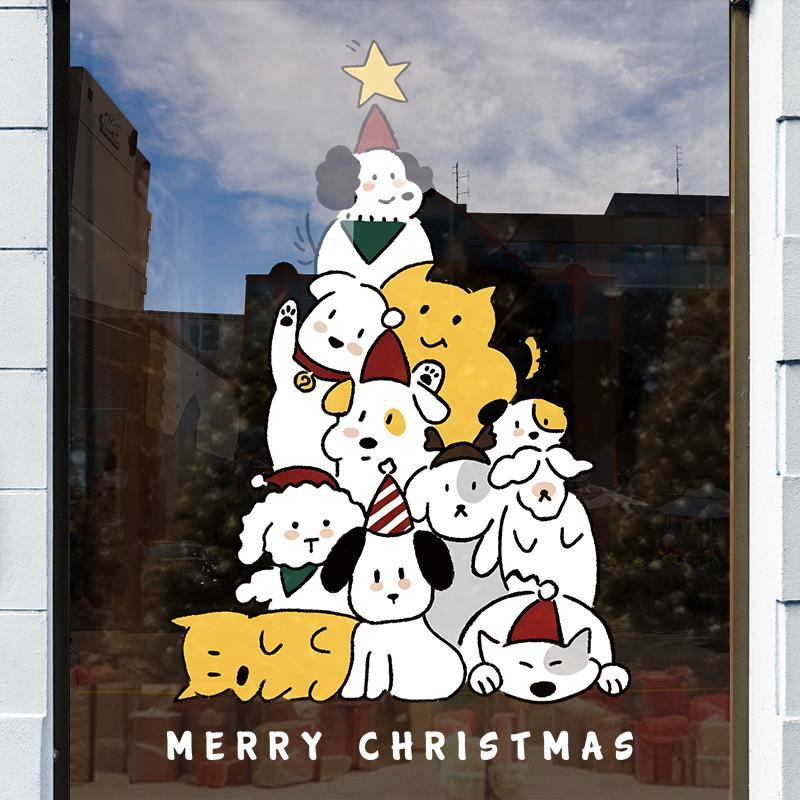 Christmas Santa Claus Window Cling Sticker - Mall Decor Scene, Static Glass Sticker for Door and Window