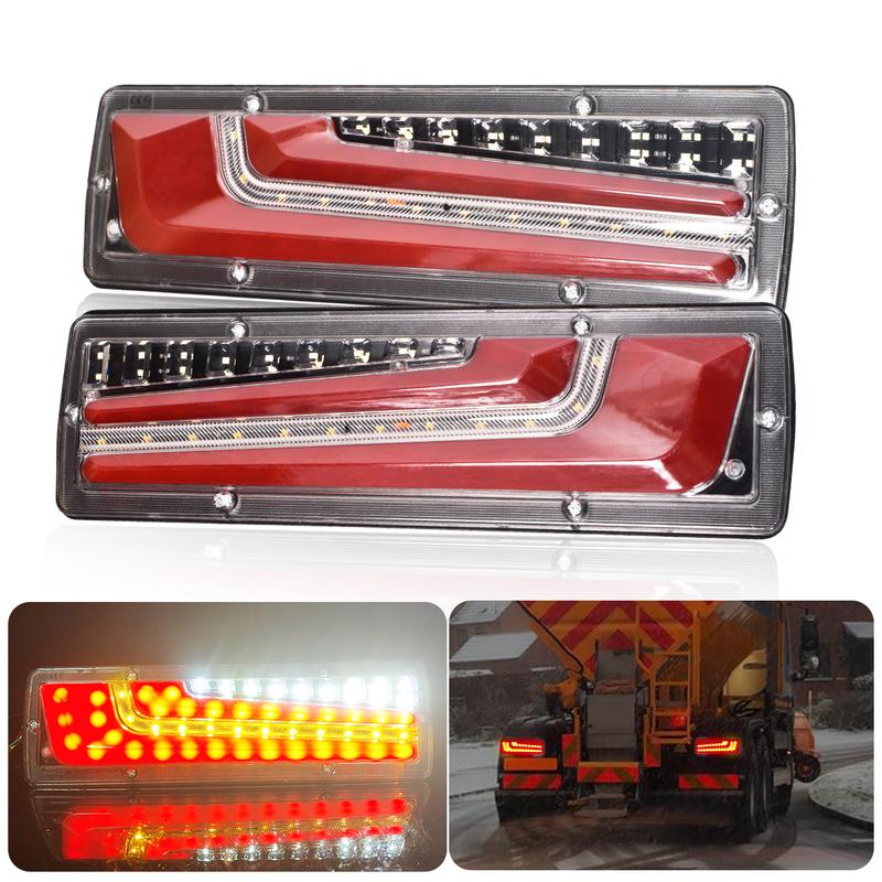 Bright LED Truck Tail Rear Lamp Lights Mulfunctions Reversing Lighting w/ Brake Stop Stream Turn Signal for Car Lorry Trailers