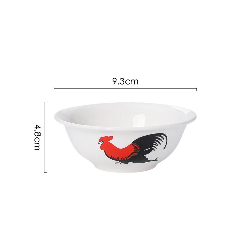 Retro Rooster Ceramic Dish - Vintage Han Dynasty Style for Snacks, Sauces & Seasoning, Ideal for Home, Hotel & Restaurant Use.