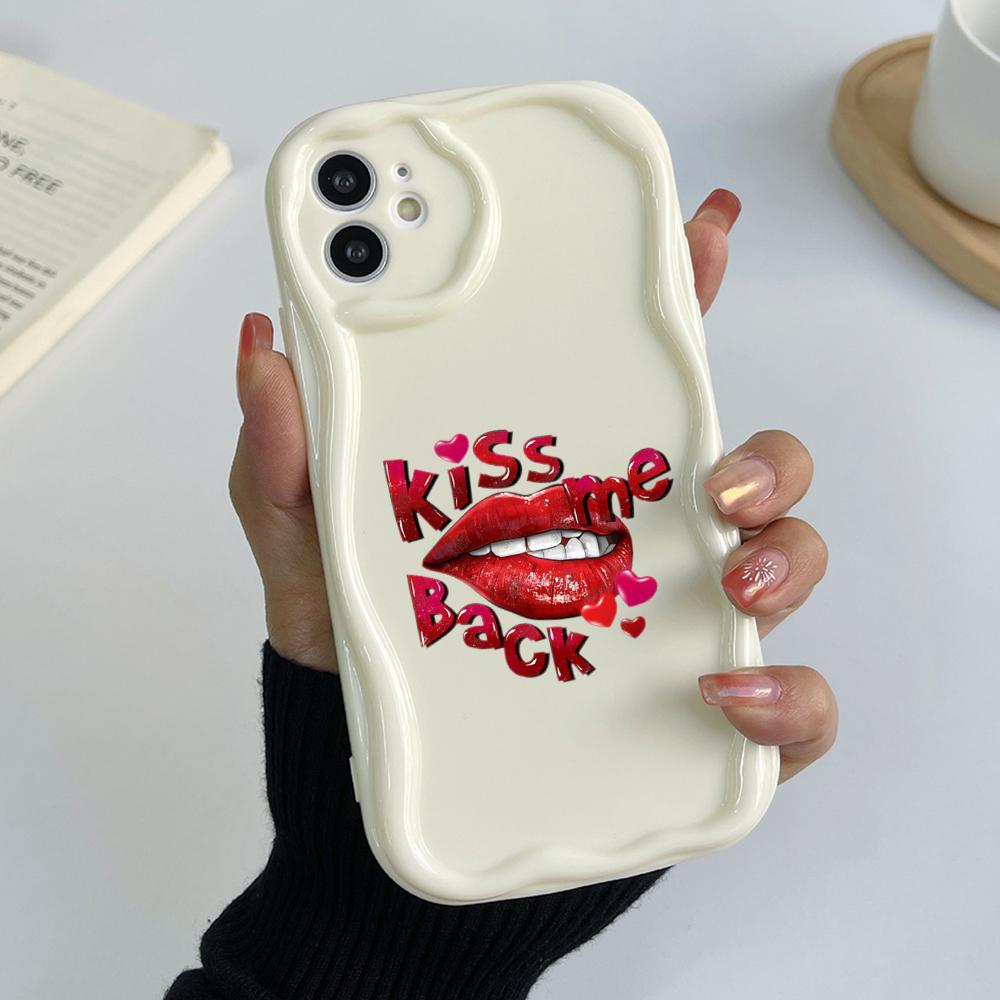 LZ21 Lips kiss design art Clear Soft Wave Phone Cases for Samsung S24 S23 Ultra S20 FE A54 A14 A52s A51 S10 Huawei Honor 90 Protection Back Cover