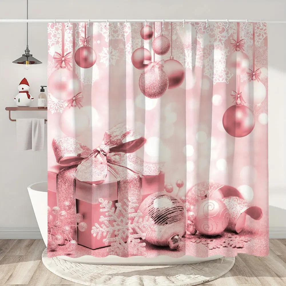 Christmas Shower Curtain Santa Claus Christmas Gifts Snowman Happy Holidays Polyester Shower Curtains Bathroom Deco with Hooks
