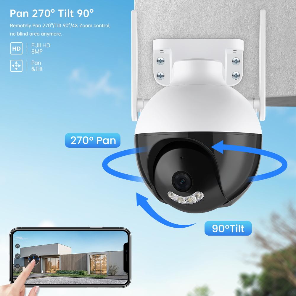 4MP WiFi PTZ IP Kamera ICsee Dış Mekan Güvenlik Kamerası Video Gözetim CCTV Kameralar Onvif AI İnsan Algılama Renkli Gece Görüşü