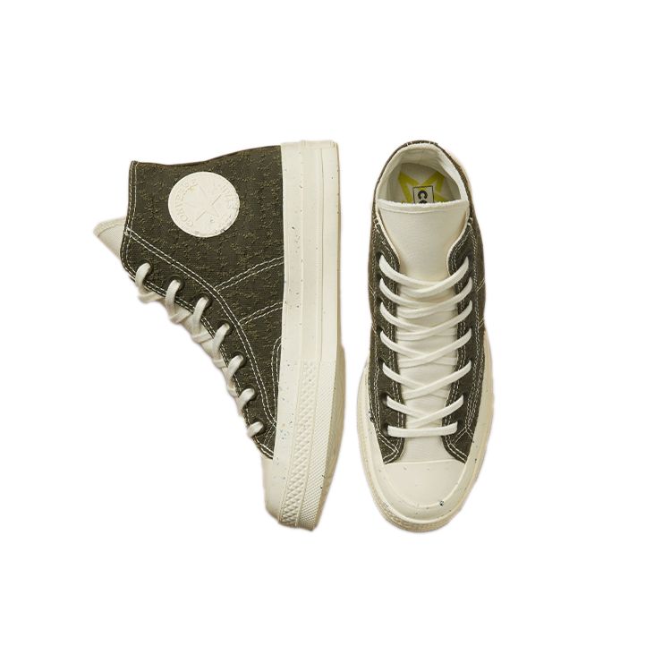 Converse 1970s Chuck Taylor All Star Casual Comfortable High Top Canvas Shoes Women sneaker White Olive-Green 571353C