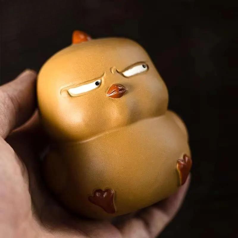 Yixing Zisha Little Bird Yellow Duck Tea Pet Retro Exquisite Miniatures Tea Figurine Statue Tea Ceremony Items Ornaments
