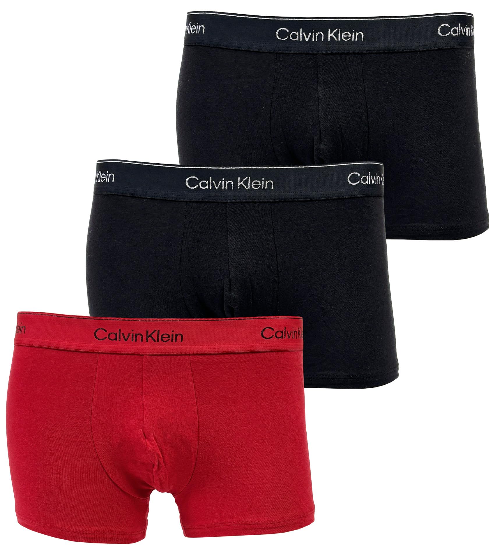 Calvin Klein Boxer Summer Size L Briefs, Low-Rise, Underwear, Men s, 3-Pack, Cotton, Black/Red, [Used]